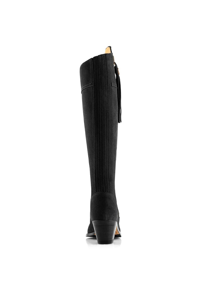 The Heeled Regina, Women’s Tall Boot - Black Suede, Regular Fit
