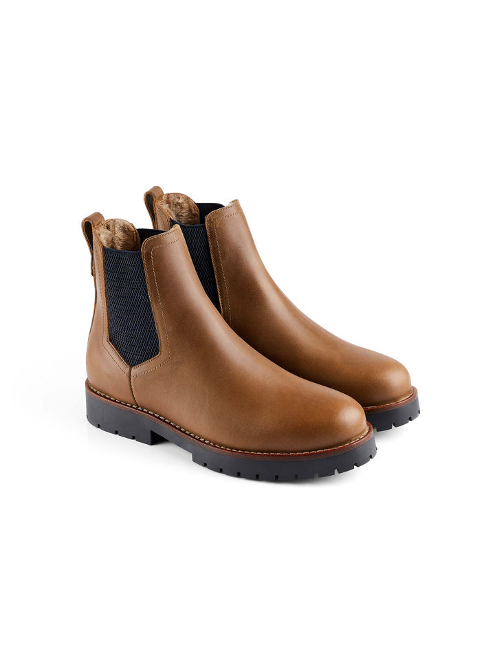 The Boudica Women's Shearling-Lined Ankle Boot - Oak Leather