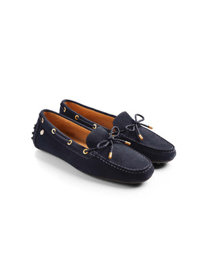 The Henley Women's Driving Shoe - Navy Blue Suede
