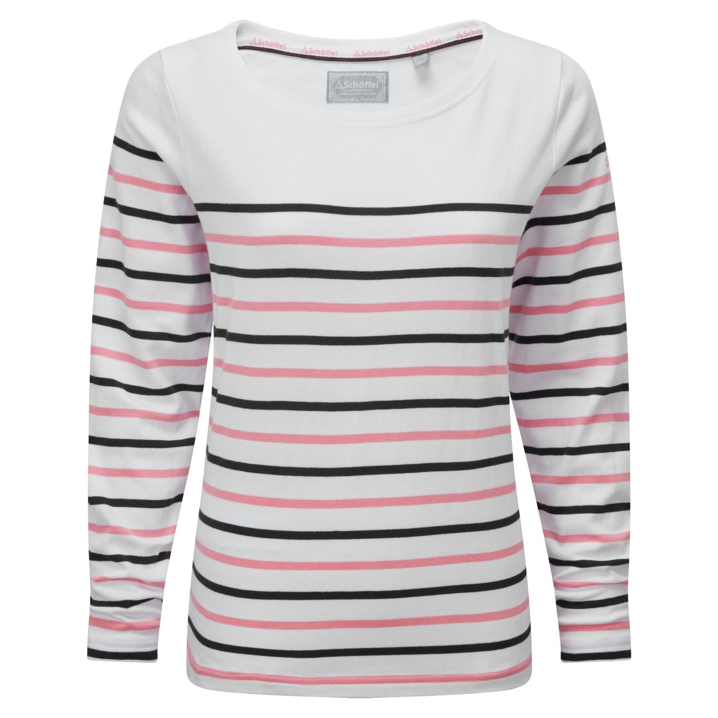 Beauport Top White/Navy/Flamingo Stripe